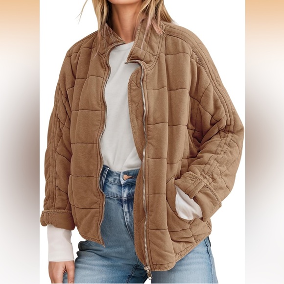 Jackets & Blazers - Women's Tan Quilted Jacket
